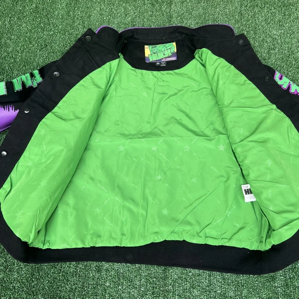 NWT VTG JH Design Hulk Jacket Youth 2XL Black Men's S Crop Boxy Racing Marvel